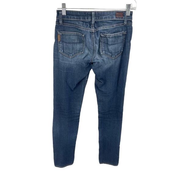 Paige Womens Skyline Skinny Jeans Denim Stretch Mid Rise Dark Wash Blue 24 - Picture 2 of 11